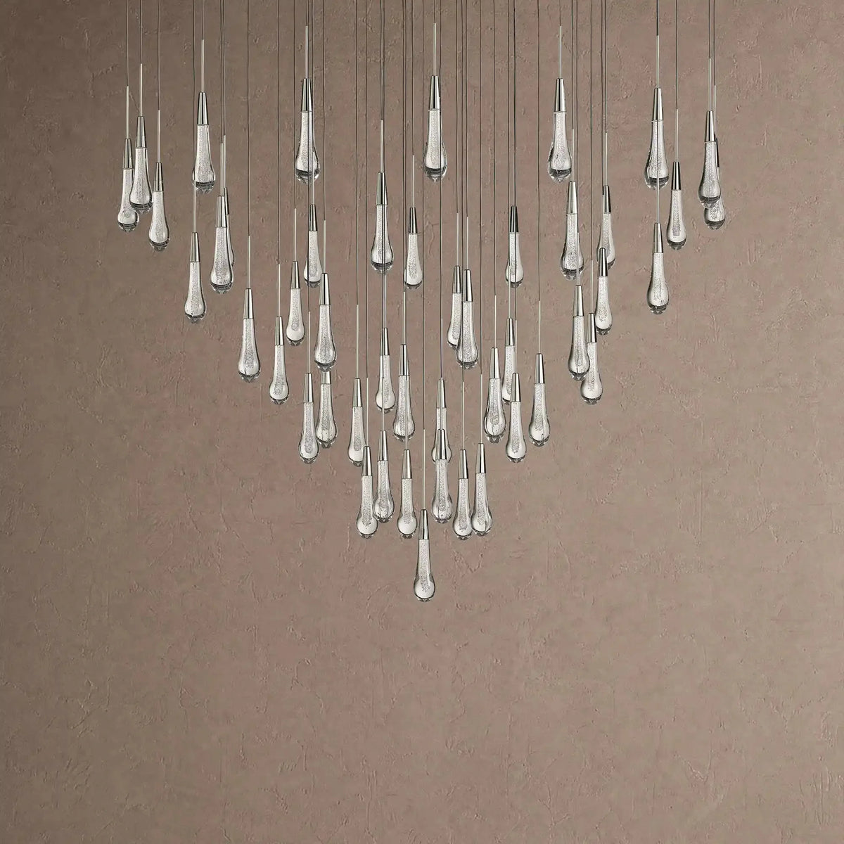 Soltaire Round Chandelier 17" 24" 36" 48" 58" | Modern Pendant Light Raindrop Chandelier - 39-Light 48"BlackVChandelier