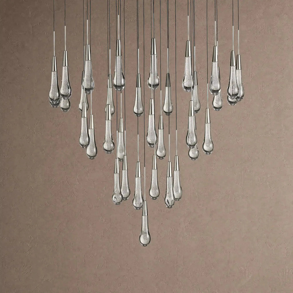 Soltaire Round Chandelier 17" 24" 36" 48" 58" | Modern Pendant Light Raindrop Chandelier - 39-Light 48"BlackVChandelier