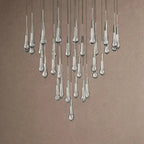 Soltaire Round Chandelier 17" 24" 36" 48" 58" | Modern Pendant Light Raindrop Chandelier - 39-Light 48"BlackVChandelier
