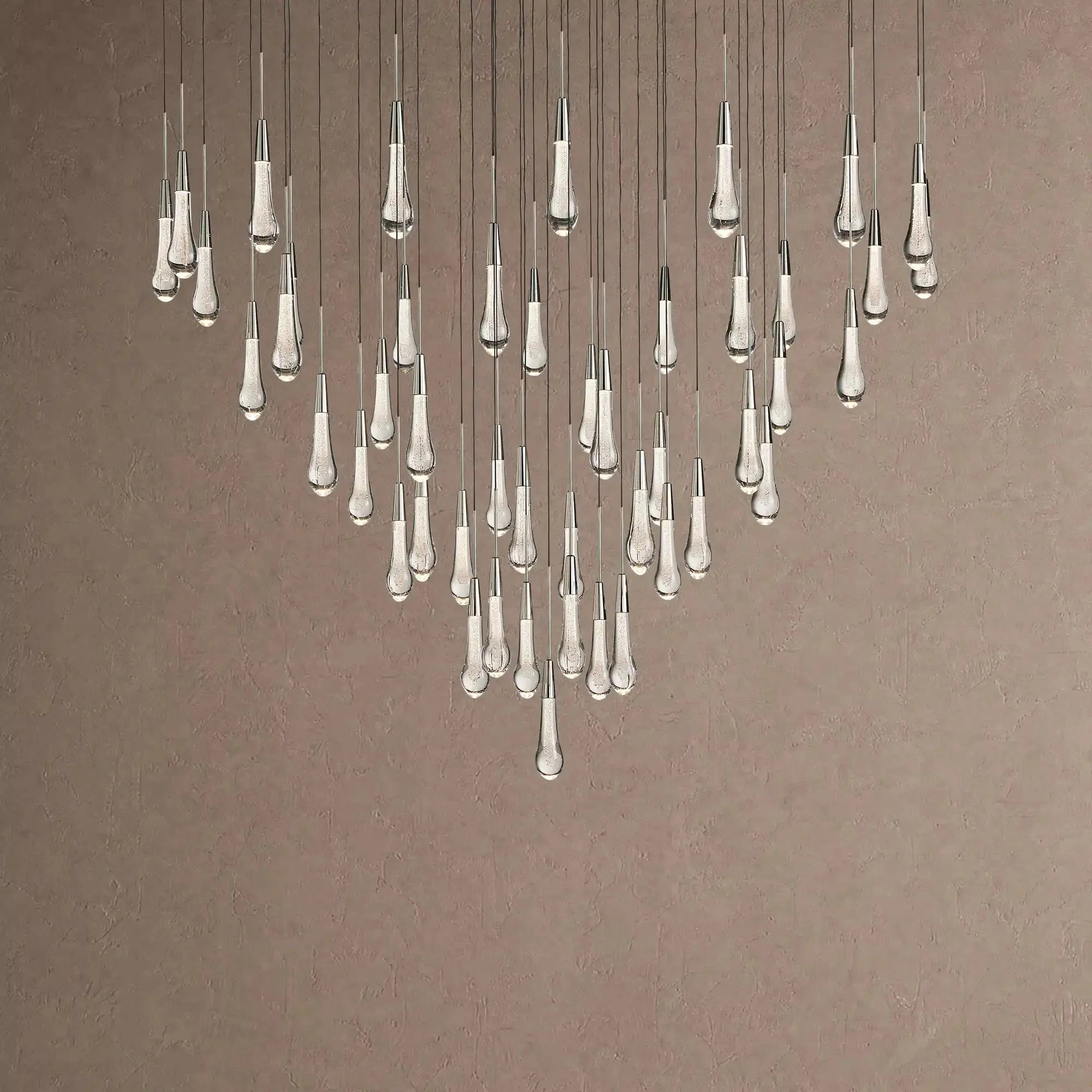 Soltaire Round Chandelier 17" 24" 36" 48" 58" | Modern Pendant Light Raindrop Chandelier - 47-Light 58"NickelVChandelier