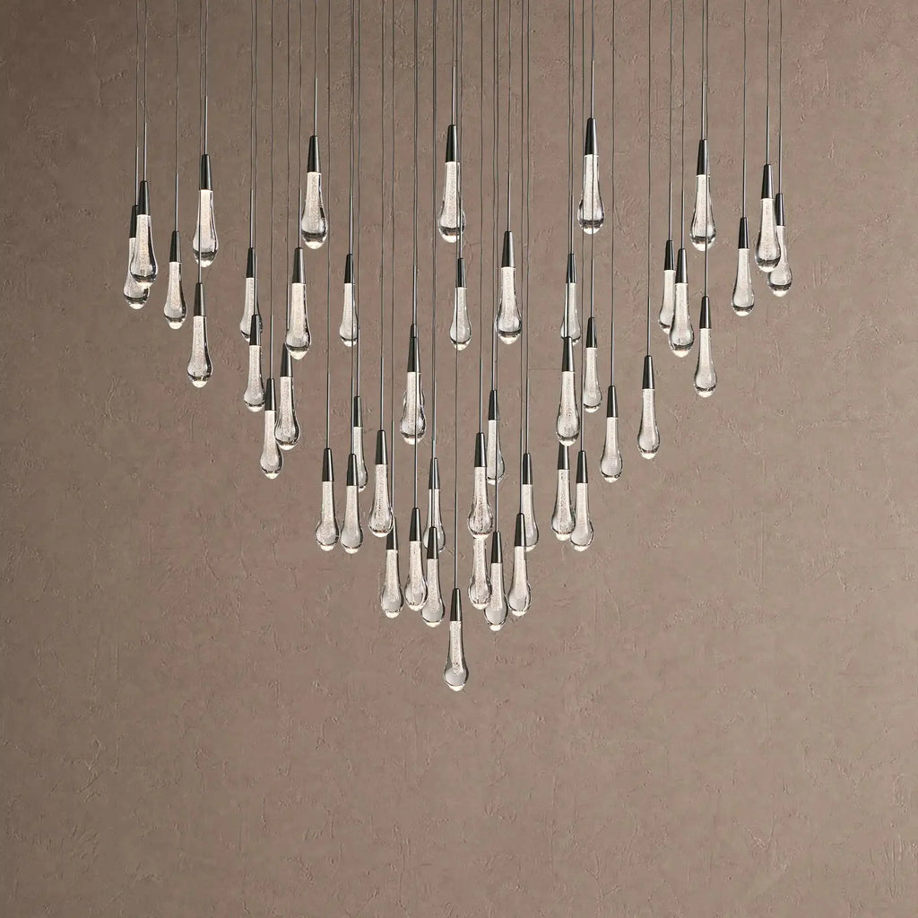 Soltaire Round Chandelier 17" 24" 36" 48" 58" | Modern Pendant Light Raindrop Chandelier - 47-Light 58"BlackVChandelier