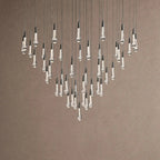 Soltaire Round Chandelier 17" 24" 36" 48" 58" | Modern Pendant Light Raindrop Chandelier - 47-Light 58"BlackVChandelier