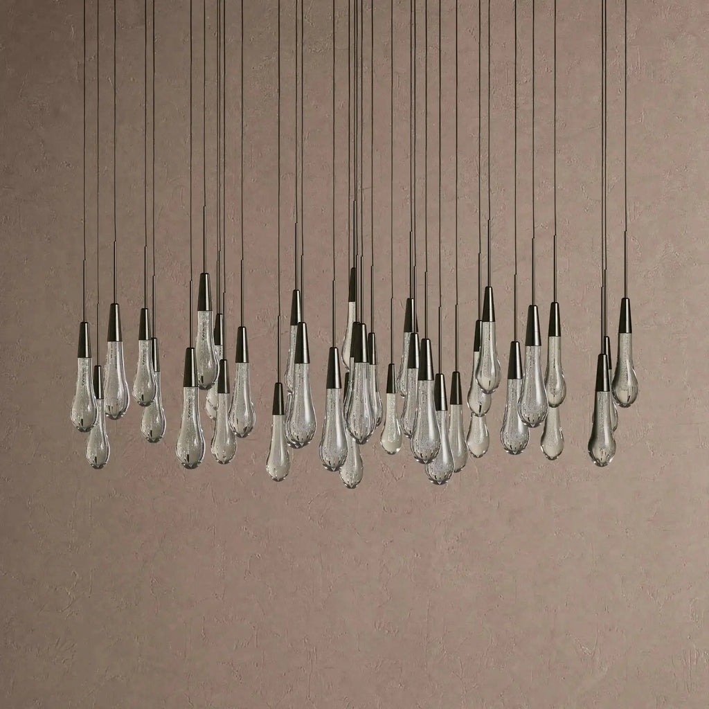 Soltaire Round Chandelier 17" 24" 36" 48" 58" | Modern Pendant Light Raindrop Chandelier - 39-Light 48"BlackVChandelier