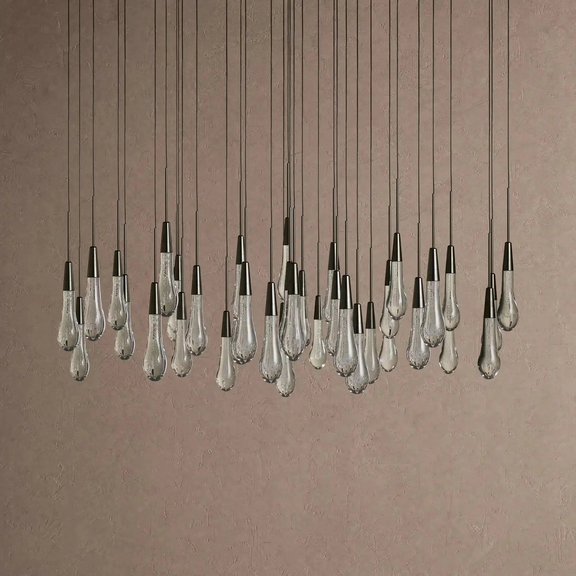 Soltaire Round Chandelier 17" 24" 36" 48" 58" | Modern Pendant Light Raindrop Chandelier - 39-Light 48"BlackVChandelier
