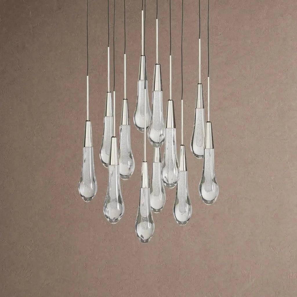 Soltaire Round Chandelier 17" 24" 36" 48" 58" | Modern Pendant Light Raindrop Chandelier - 12-Light 17"BlackVChandelier