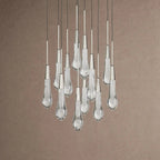 Soltaire Round Chandelier 17" 24" 36" 48" 58" | Modern Pendant Light Raindrop Chandelier - 12-Light 17"BlackVChandelier