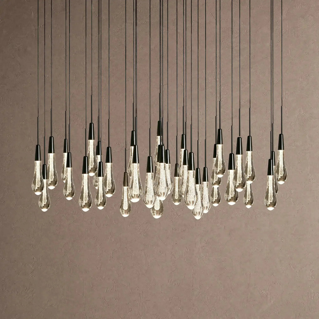 Soltaire Round Chandelier 17" 24" 36" 48" 58" | Modern Pendant Light Raindrop Chandelier - 39-Light 48"BlackVChandelier