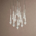 Soltaire Round Chandelier 17" 24" 36" 48" 58" | Modern Pendant Light Raindrop Chandelier - 12-Light 17"NickelVChandelier