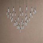 Soltaire Round Chandelier 17" 24" 36" 48" 58" | Modern Pendant Light Raindrop Chandelier - 39-Light 48"BlackVChandelier