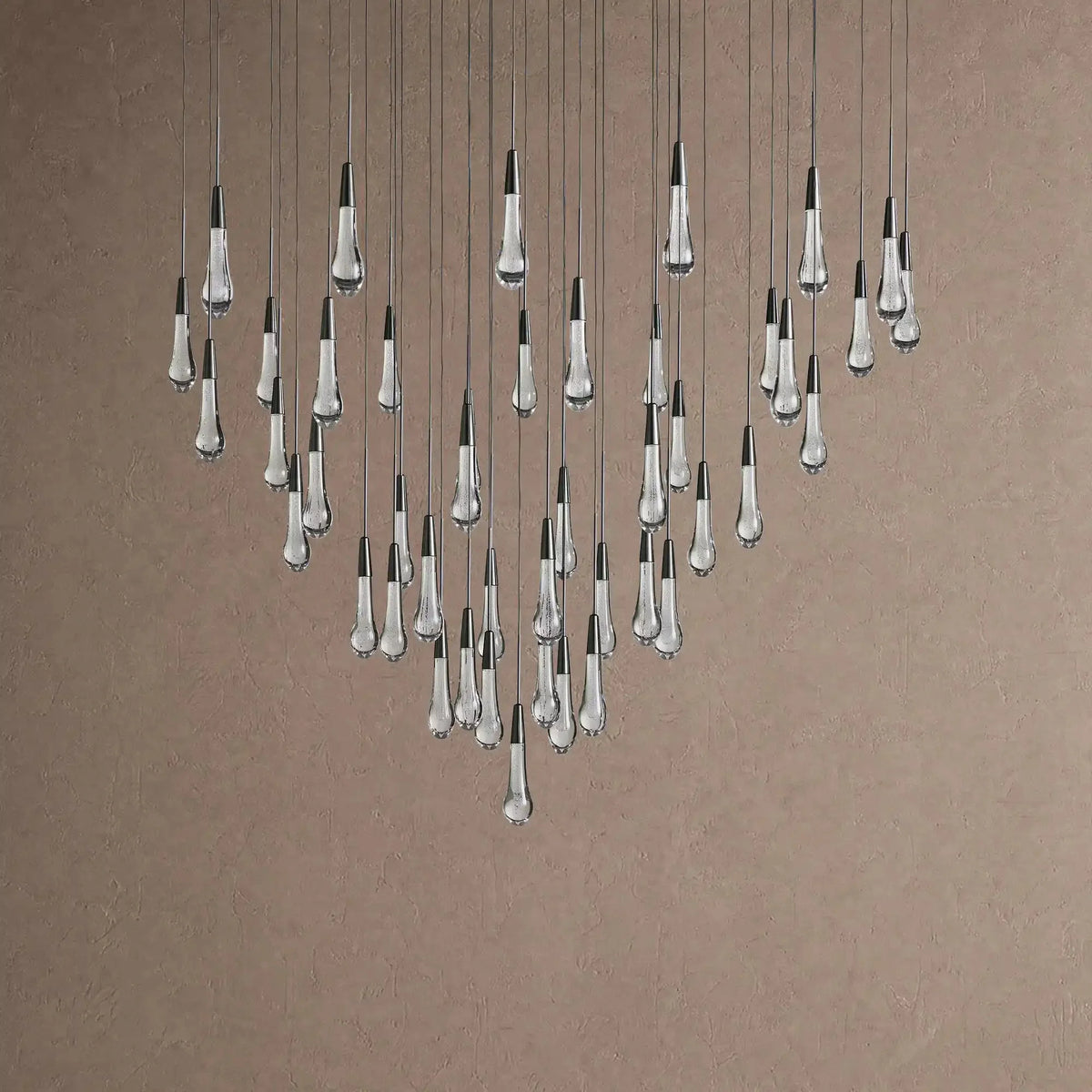 Soltaire Round Chandelier 17" 24" 36" 48" 58" | Modern Pendant Light Raindrop Chandelier - 39-Light 48"BlackVChandelier