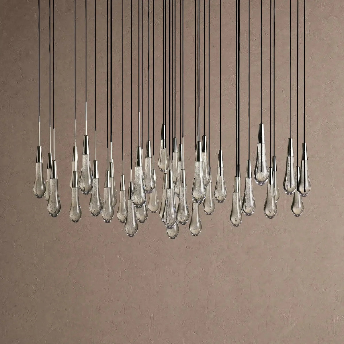 Soltaire Round Chandelier 17" 24" 36" 48" 58" | Modern Pendant Light Raindrop Chandelier - 39-Light 48"BlackVChandelier