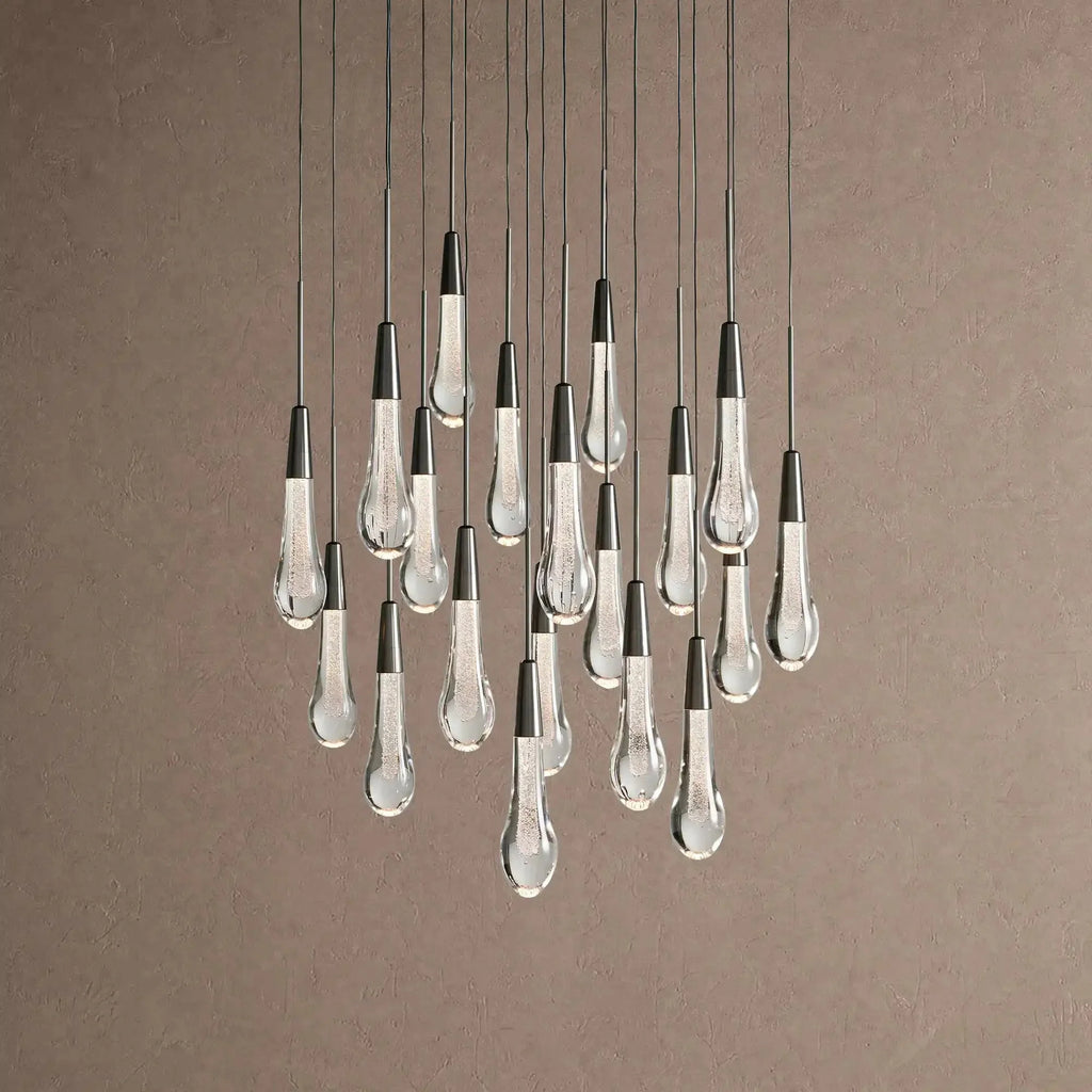 Soltaire Round Chandelier 17" 24" 36" 48" 58" | Modern Pendant Light Raindrop Chandelier - 19-Light 24"BlackVChandelier