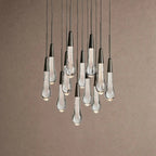 Soltaire Round Chandelier 17" 24" 36" 48" 58" | Modern Pendant Light Raindrop Chandelier - 12-Light 17"BlackVChandelier