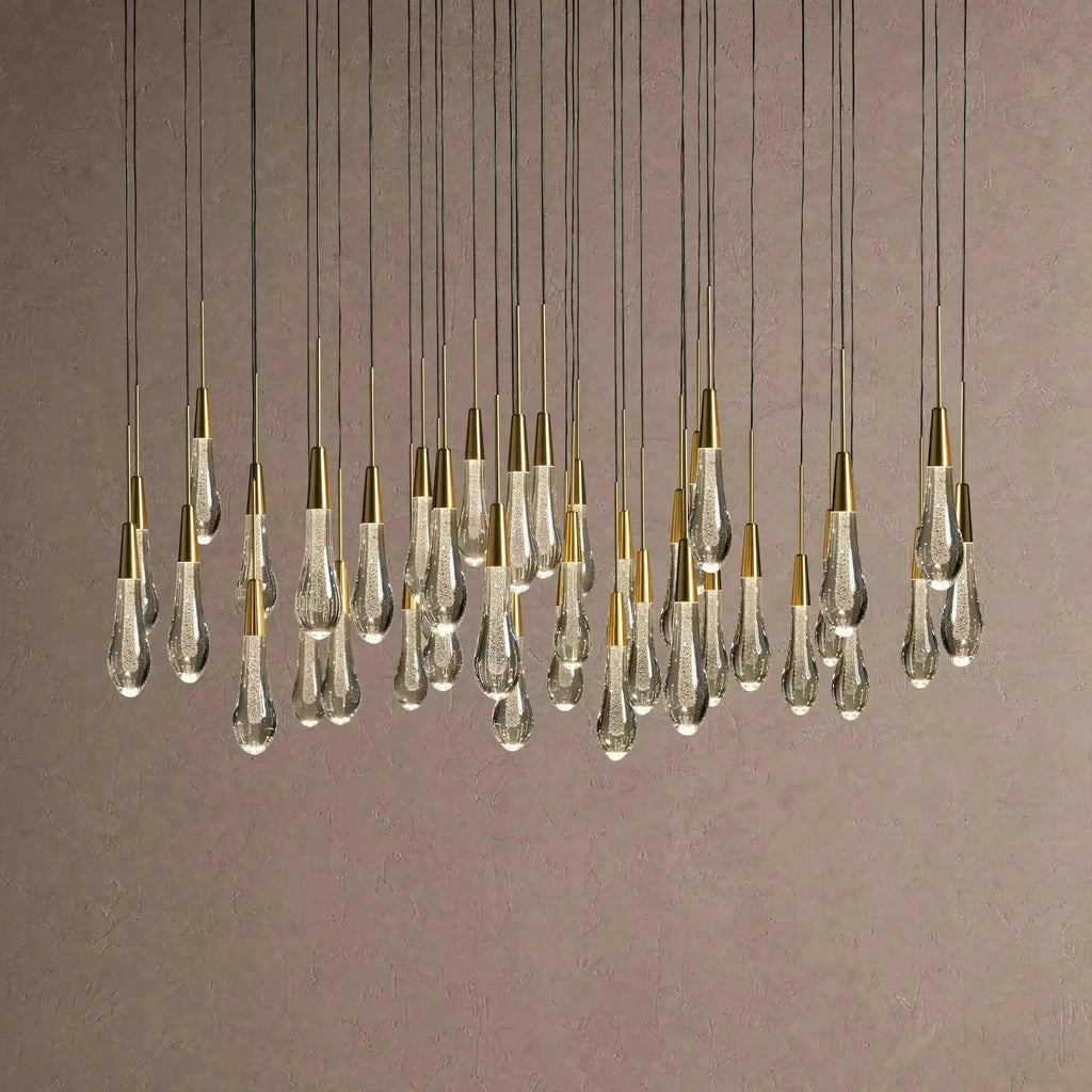 Soltaire Round Chandelier 17" 24" 36" 48" 58" | Modern Pendant Light Raindrop Chandelier - 39-Light 48"BrassVChandelier