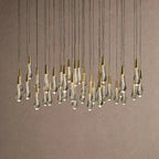 Soltaire Round Chandelier 17" 24" 36" 48" 58" | Modern Pendant Light Raindrop Chandelier - 39-Light 48"BrassVChandelier
