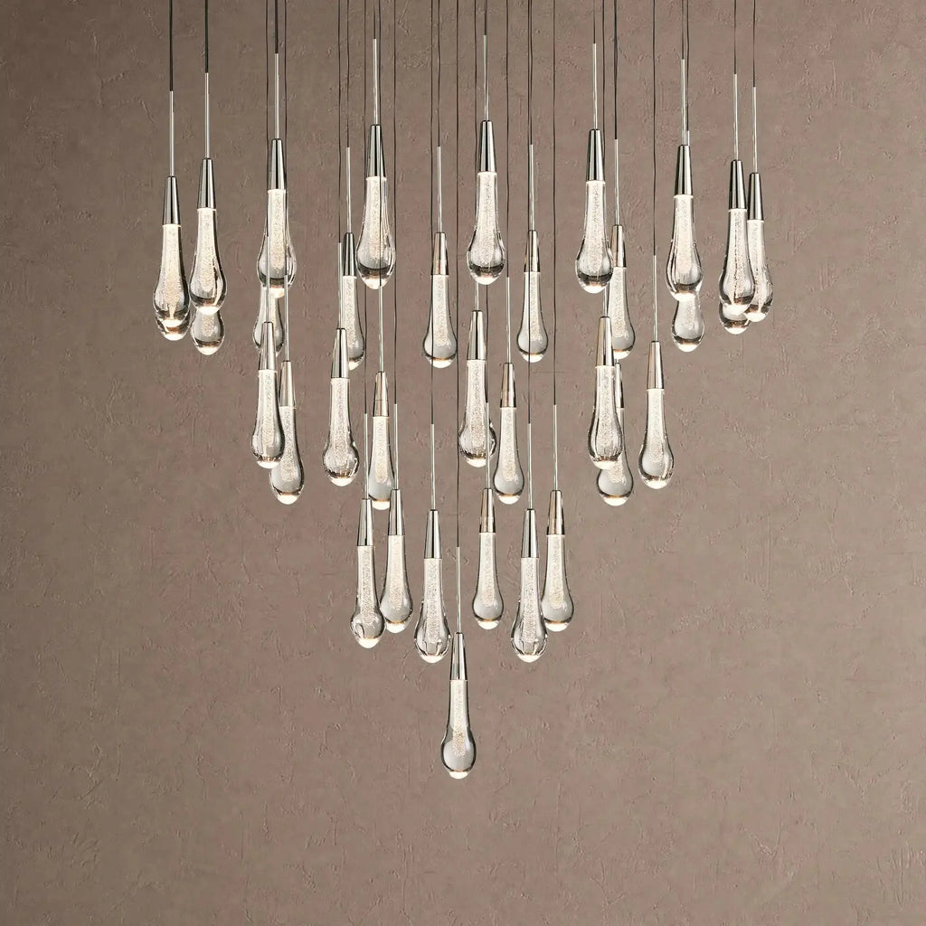 Soltaire Round Chandelier 17" 24" 36" 48" 58" | Modern Pendant Light Raindrop Chandelier - 34-Light 36"NickelVChandelier