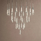 Soltaire Round Chandelier 17" 24" 36" 48" 58" | Modern Pendant Light Raindrop Chandelier - 34-Light 36"NickelVChandelier