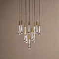 Soltaire Round Chandelier 17" 24" 36" 48" 58" | Modern Pendant Light Raindrop Chandelier - 12-Light 17"BrassVChandelier