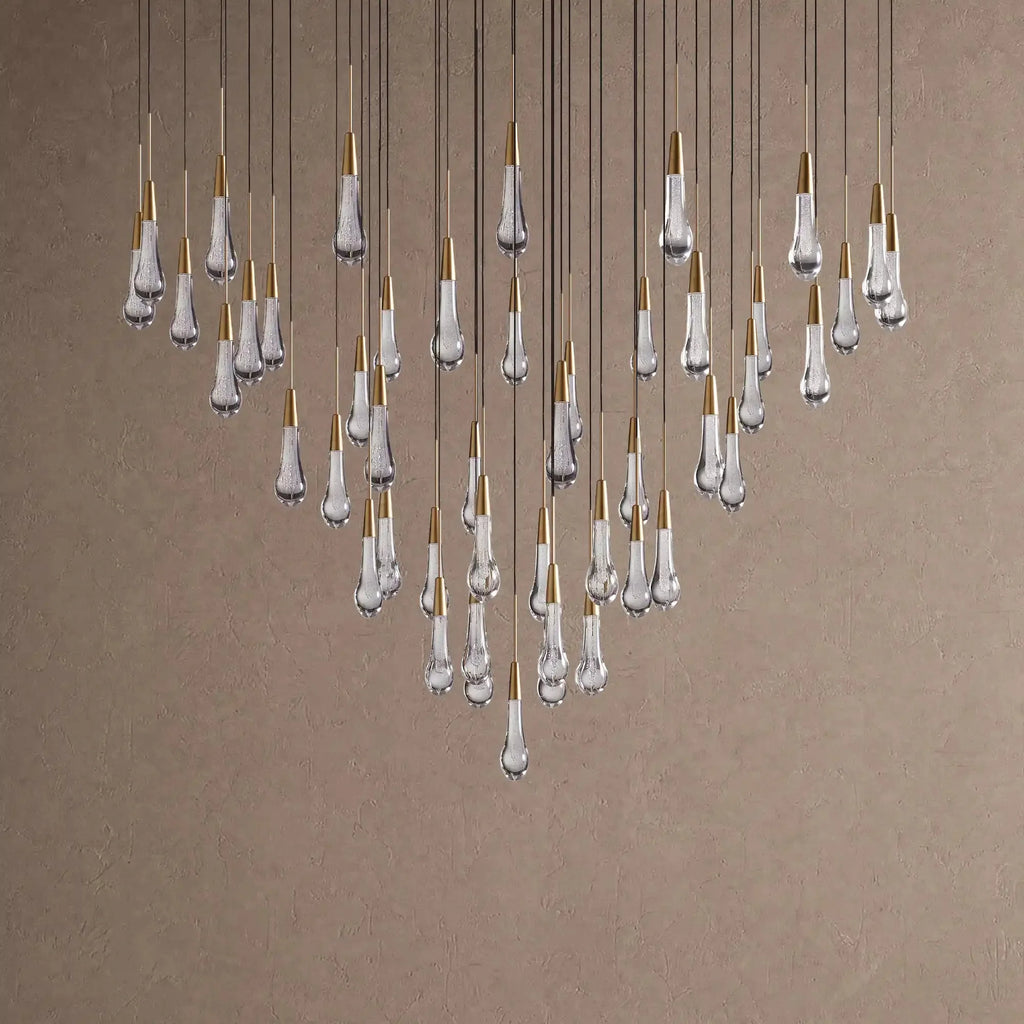 Soltaire Round Chandelier 17" 24" 36" 48" 58" | Modern Pendant Light Raindrop Chandelier - 39-Light 48"BlackVChandelier