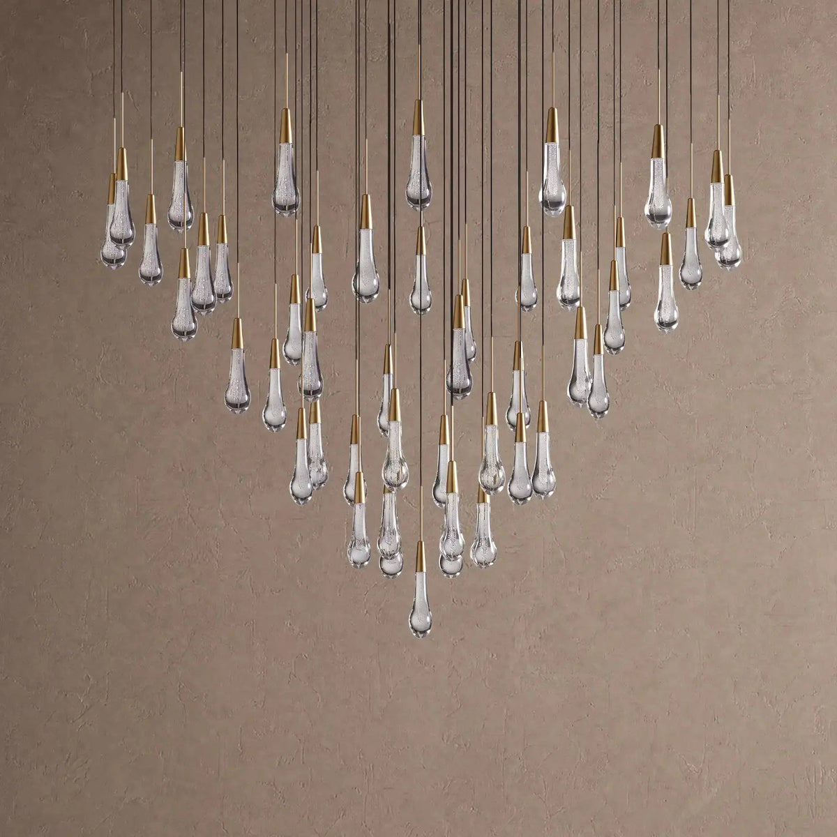 Soltaire Round Chandelier 17" 24" 36" 48" 58" | Modern Pendant Light Raindrop Chandelier - 39-Light 48"BlackVChandelier