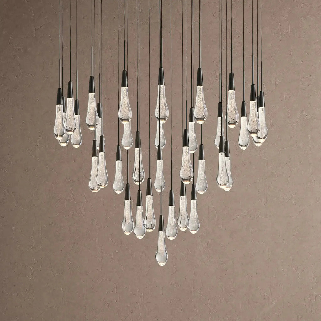 Soltaire Round Chandelier 17" 24" 36" 48" 58" | Modern Pendant Light Raindrop Chandelier - 34-Light 36"BlackVChandelier