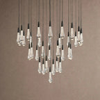 Soltaire Round Chandelier 17" 24" 36" 48" 58" | Modern Pendant Light Raindrop Chandelier - 34-Light 36"BlackVChandelier