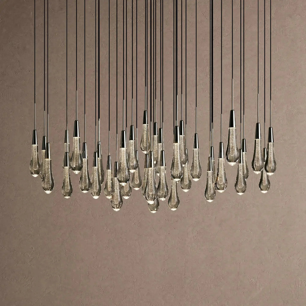 Soltaire Round Chandelier 17" 24" 36" 48" 58" | Modern Pendant Light Raindrop Chandelier - 39-Light 48"NickelVChandelier