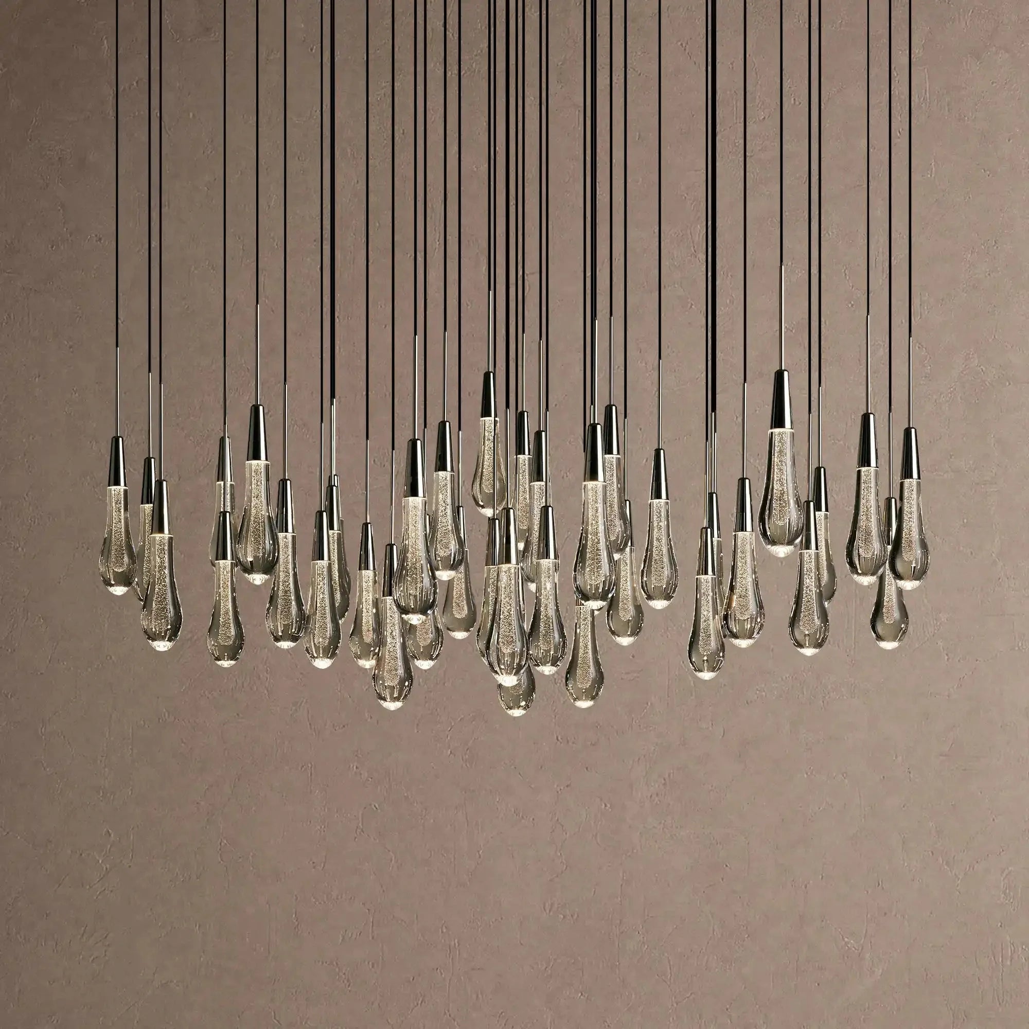 Soltaire Round Chandelier 17" 24" 36" 48" 58" | Modern Pendant Light Raindrop Chandelier - 39-Light 48"NickelVChandelier