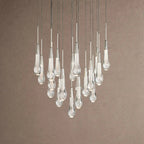 Soltaire Round Chandelier 17" 24" 36" 48" 58" | Modern Pendant Light Raindrop Chandelier - 19-Light 24"NickelVChandelier