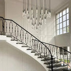 Soltaire Round Chandelier 17" 24" 36" 58" | Modern Pendant Light Raindrop Chandelier in brass - dining room lighting