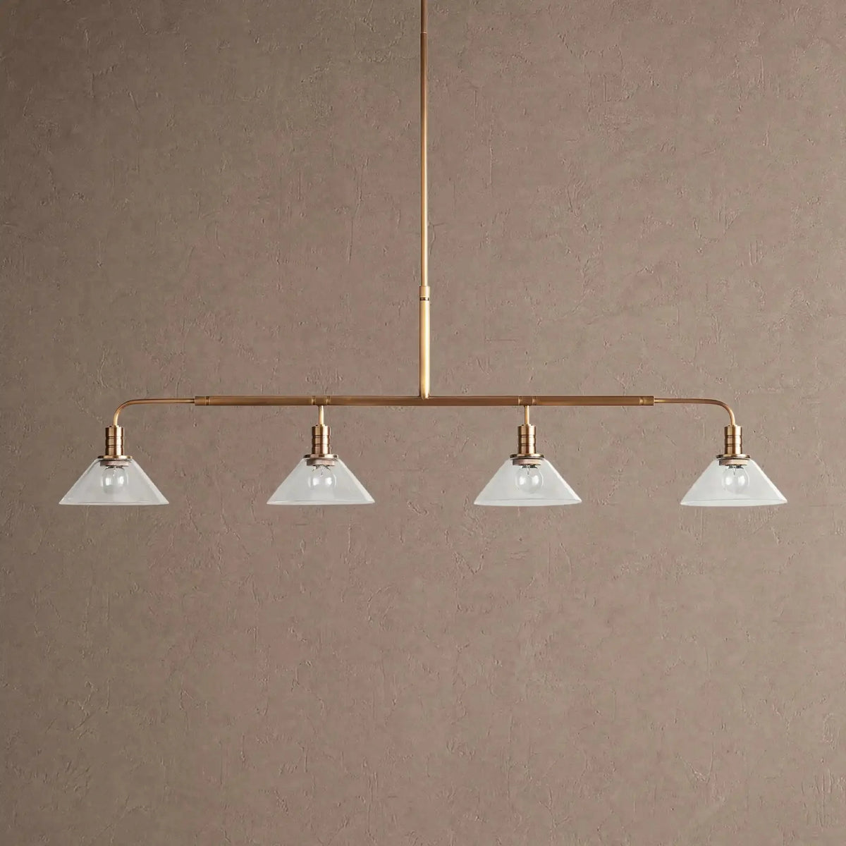 Theron Glass Linear Chandelier - 50"ClearBrassVChandelier