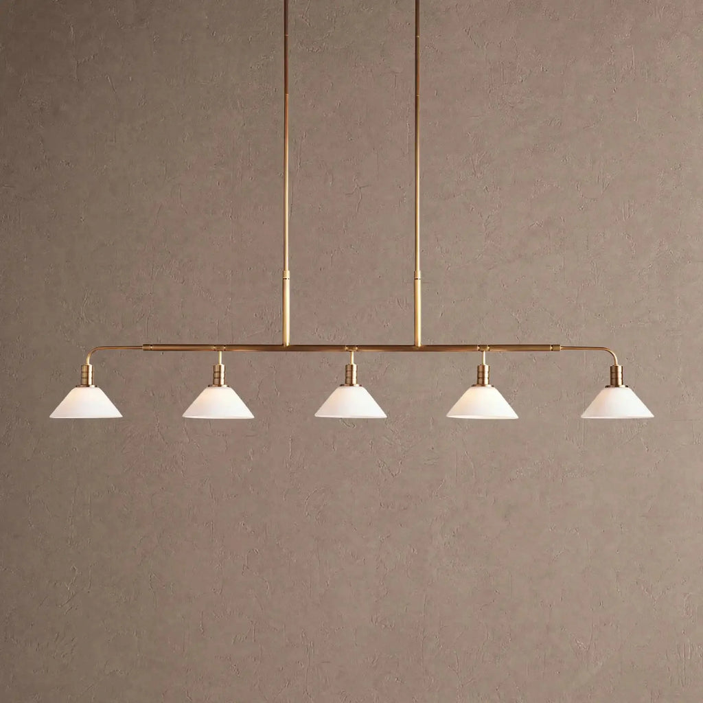 Theron Glass Linear Chandelier - 60"MilkBrassVChandelier