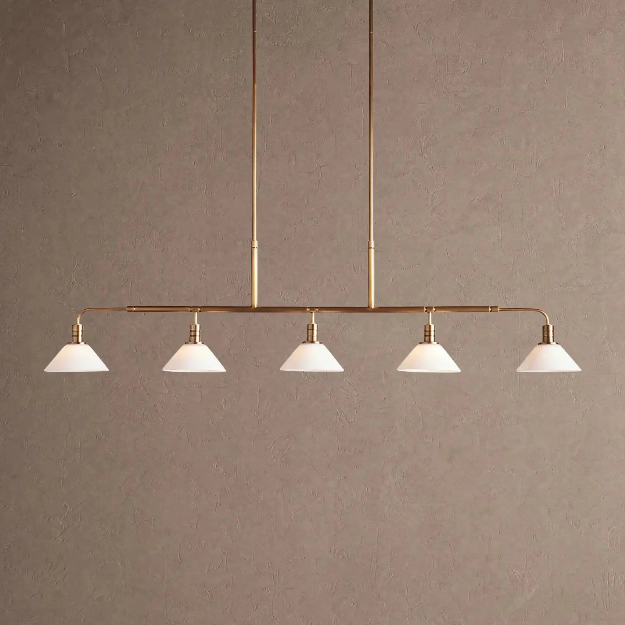 Theron Glass Linear Chandelier - 60"MilkBrassVChandelier