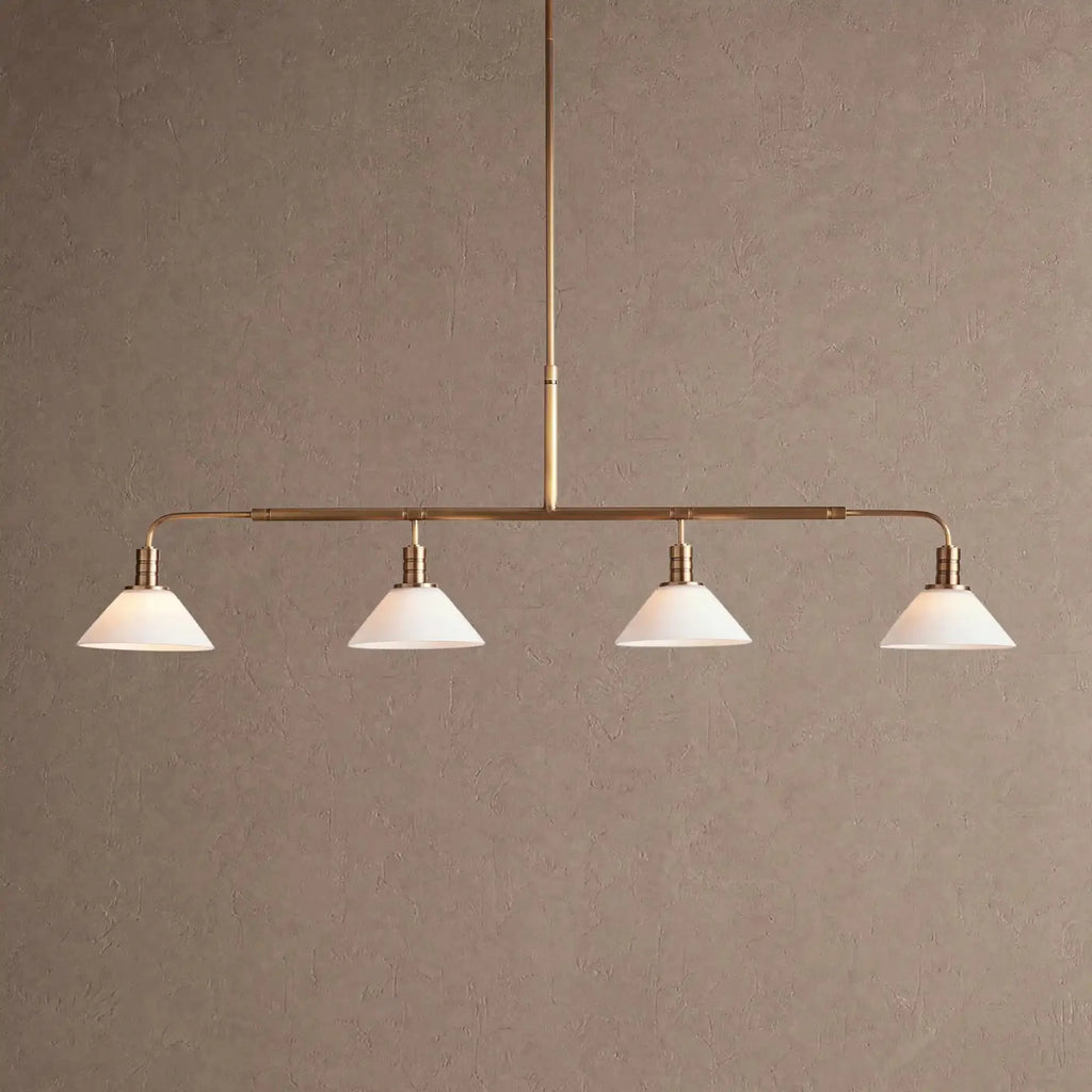 Theron Glass Linear Chandelier - 50"MilkBrassVChandelier