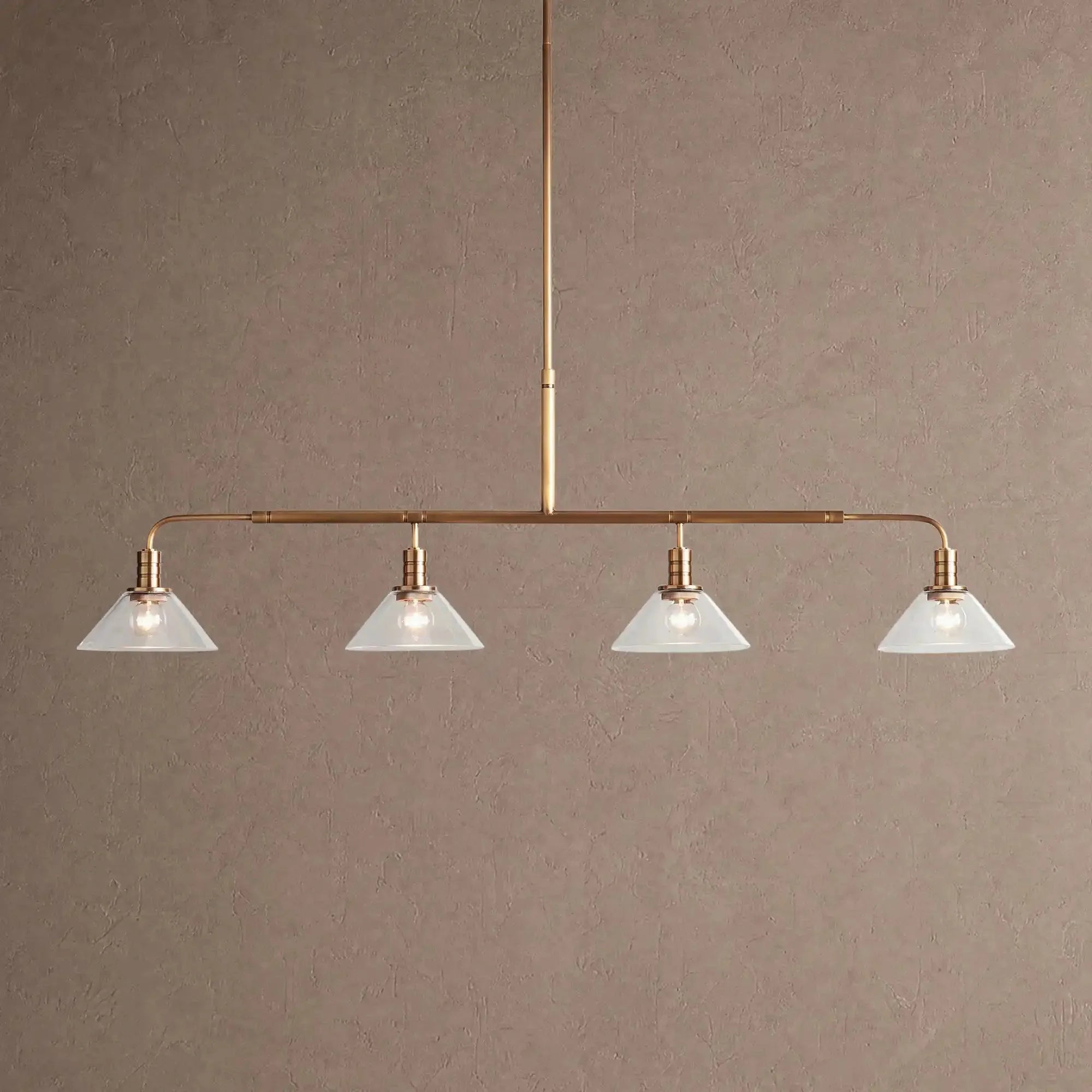 Theron Glass Linear Chandelier - 50"ClearBrassVChandelier