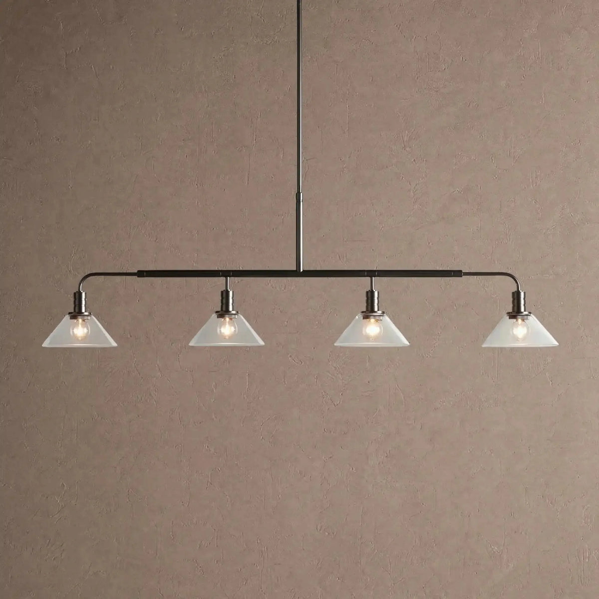 Theron Glass Linear Chandelier - 50"ClearBlackVChandelier