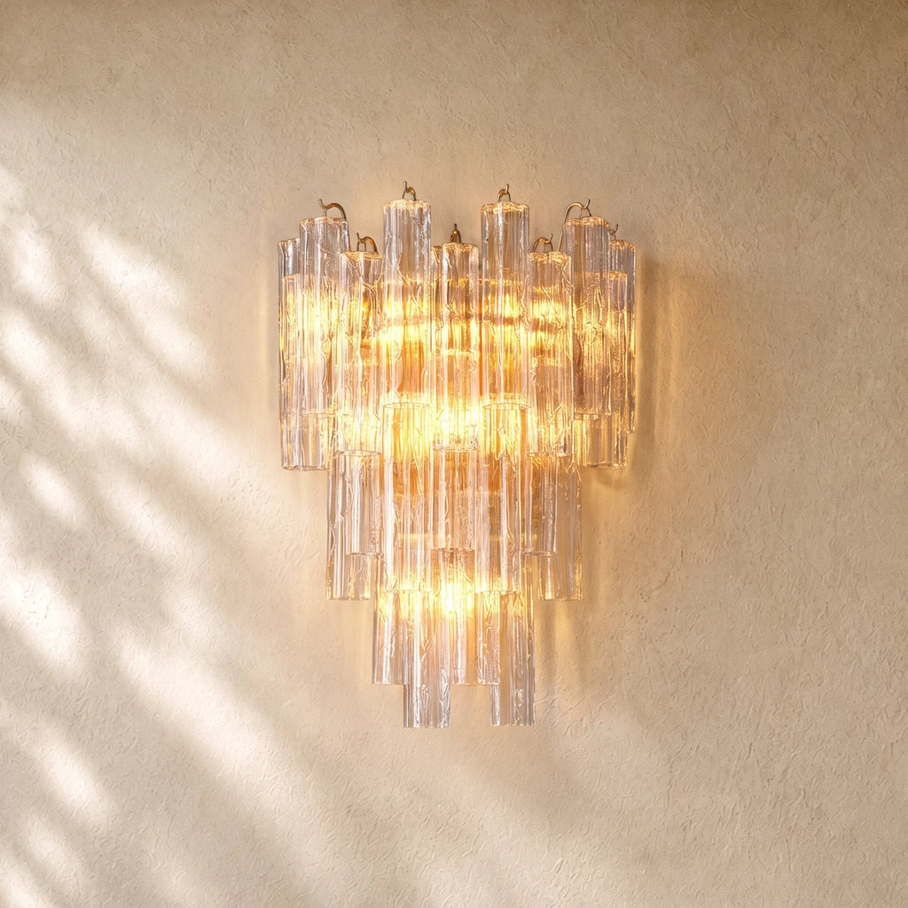 Tronchy Smoke Glass Grand Sconce in Lacquered Burnished Brass