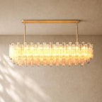 Tronchi Smoke Glass Linear Chandelier in Lacquered Burnished Brass