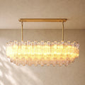Tronchi Clear Glass Linear Chandelier in Lacquered Burnished Brass - VChandelier