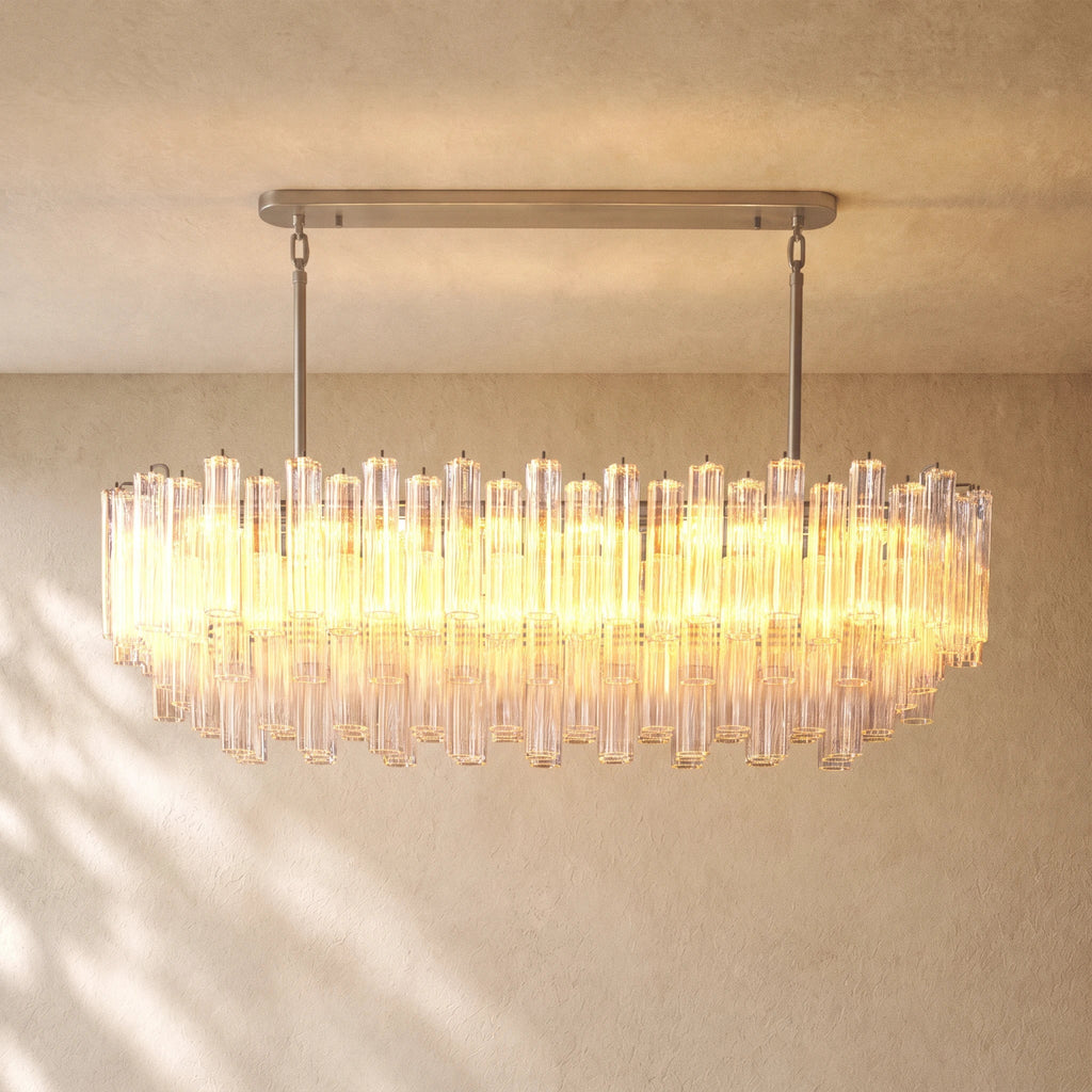 Tronchi Smoke Glass Linear Chandelier in Bronze