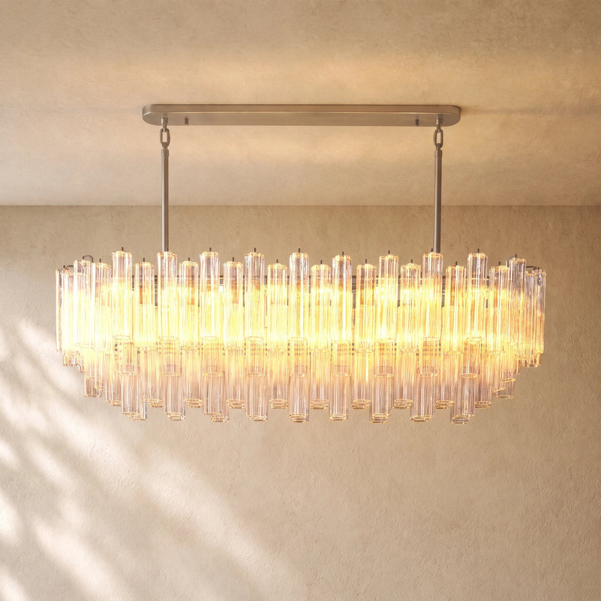 Tronchi Smoke Glass Linear Chandelier in Bronze