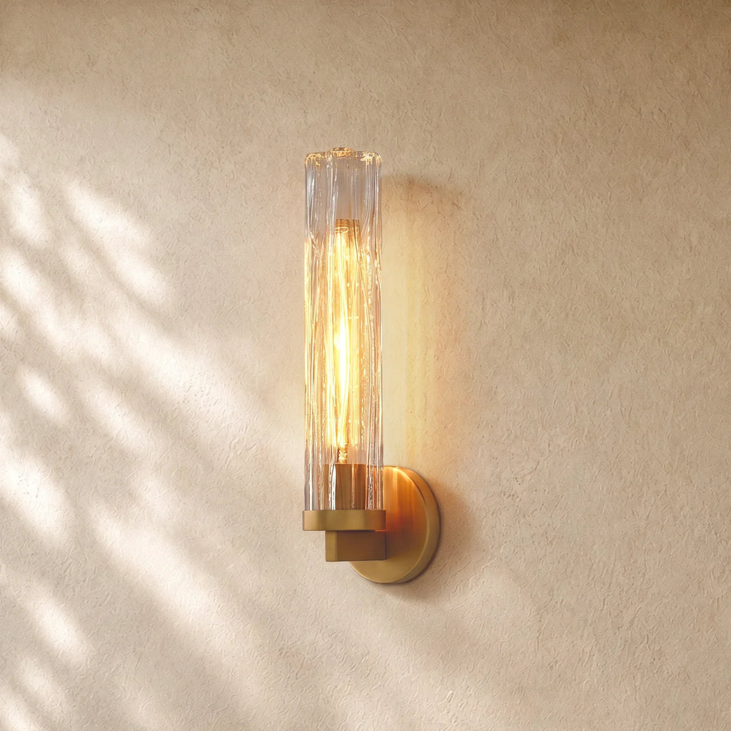 Tronchi Clear Glass Sconce in Lacquered Burnished Brass - VChandelier
