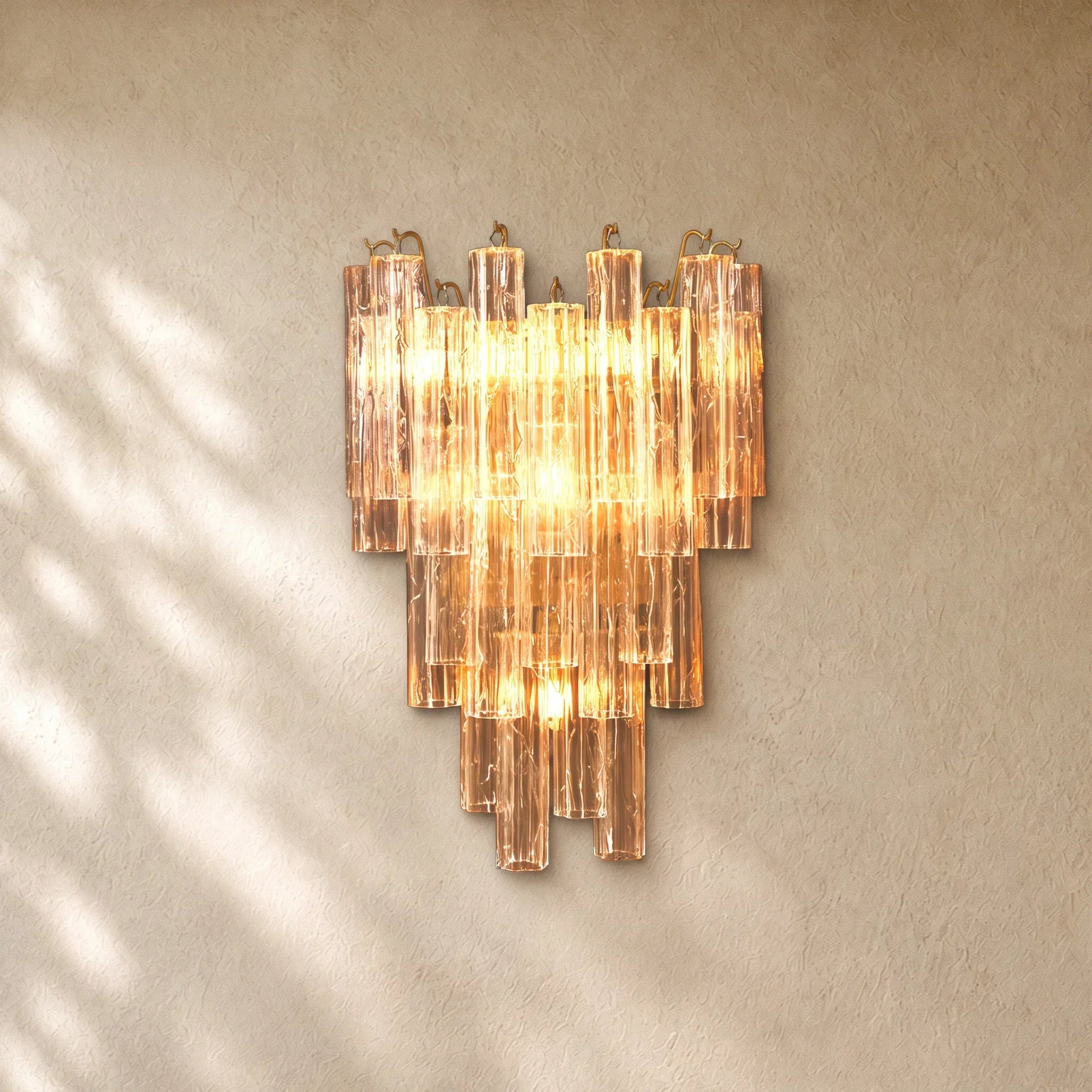 Tronchy Smoke Glass Grand Sconce in Lacquered Burnished Brass