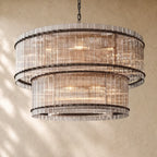 San Marcon Glass Two-Tier Round Chandelier