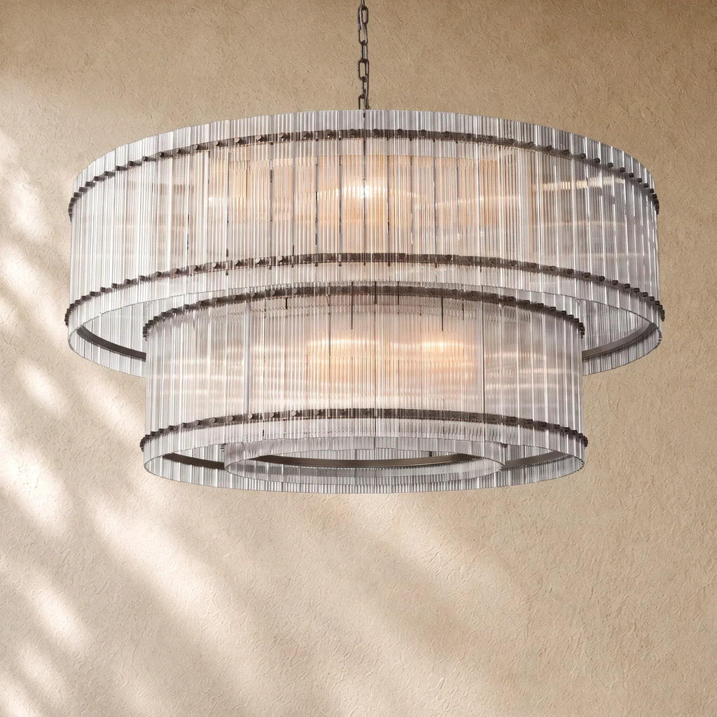 San Marcon Glass Two-Tier Round Chandelier