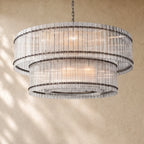 San Marcon Glass Two-Tier Round Chandelier