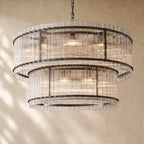 San Marcon Glass Two-Tier Round Chandelier
