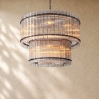 San Marcon Glass Two-Tier Round Chandelier