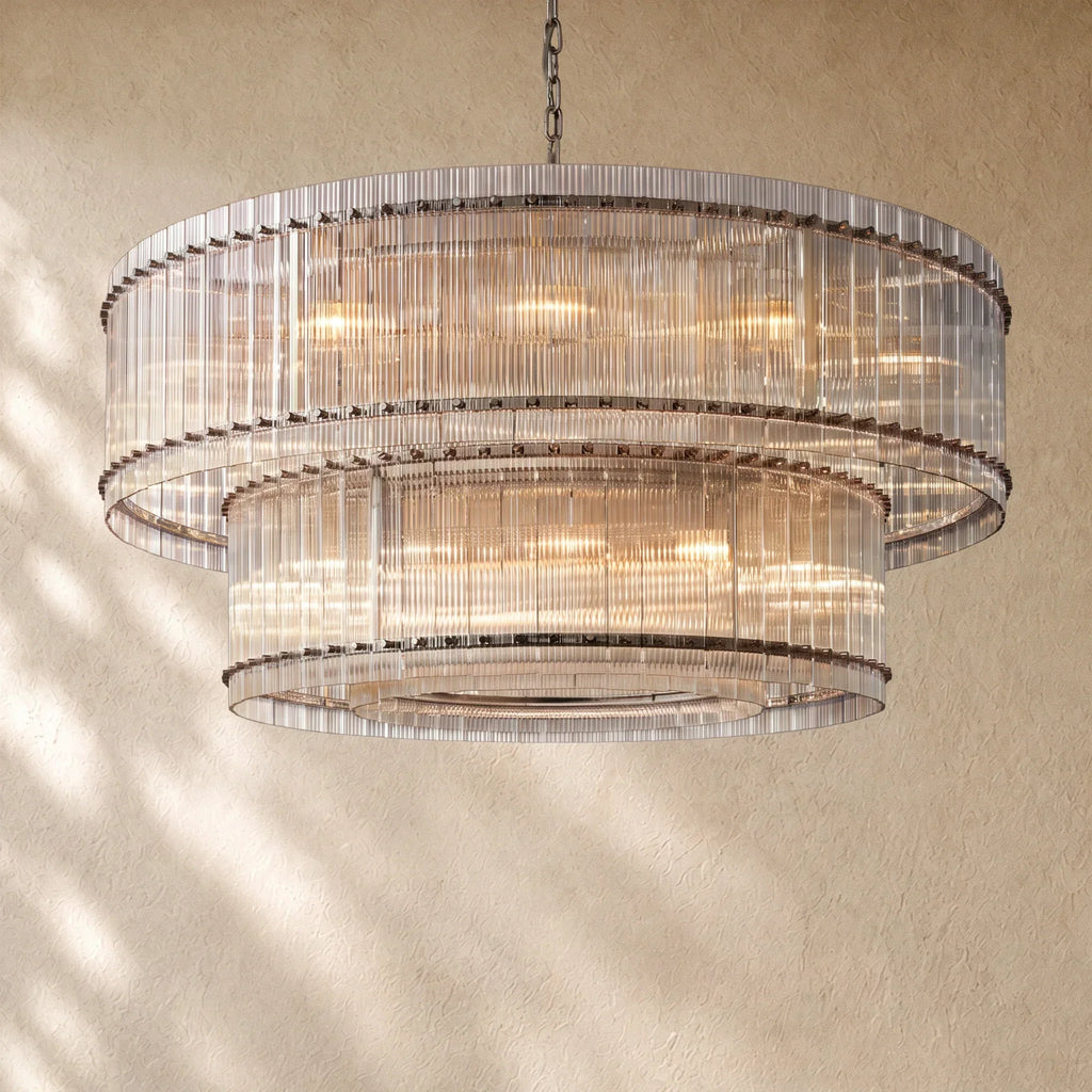 San Marcon Glass Two-Tier Round Chandelier