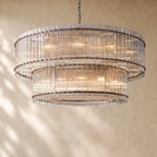 San Marcon Glass Two-Tier Round Chandelier